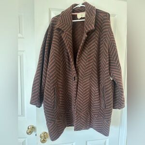 Anthropologie Brown and Black Chevron Coat